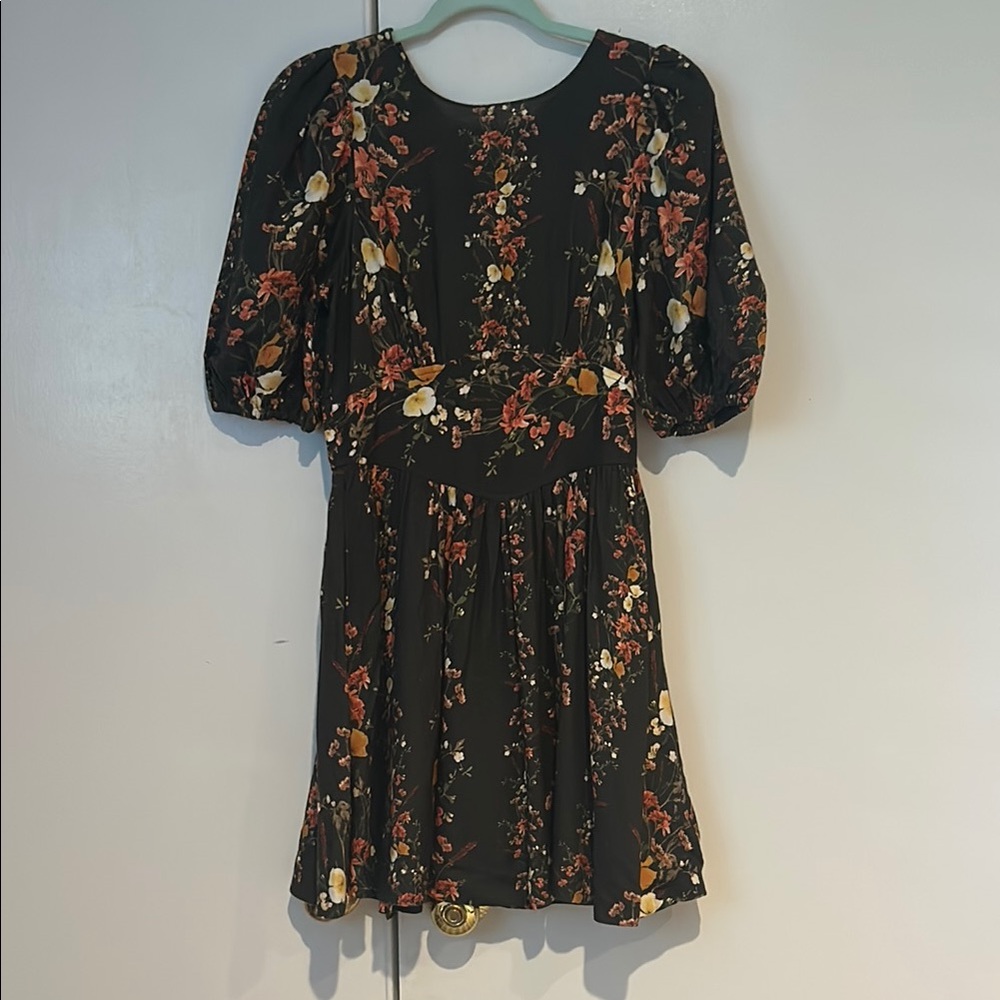 SAYLOR Brown Dress with Floral Design